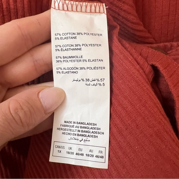 ADDITION ELLE - Tie-Front, D-Ring Ribbed Top, in Red Cinnabar - Picture 7 of 13